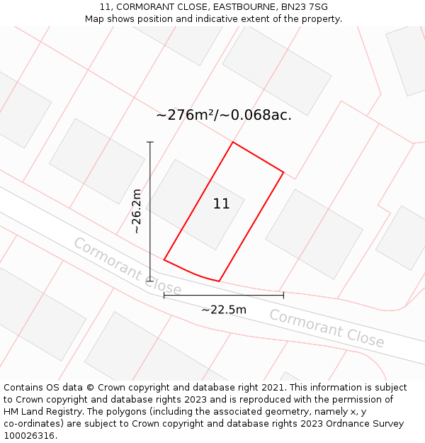 11, CORMORANT CLOSE, EASTBOURNE, BN23 7SG: Plot and title map