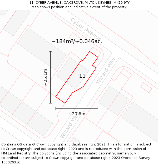 11, CYBER AVENUE, OAKGROVE, MILTON KEYNES, MK10 9TY: Plot and title map