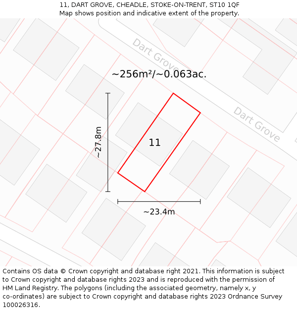 11, DART GROVE, CHEADLE, STOKE-ON-TRENT, ST10 1QF: Plot and title map