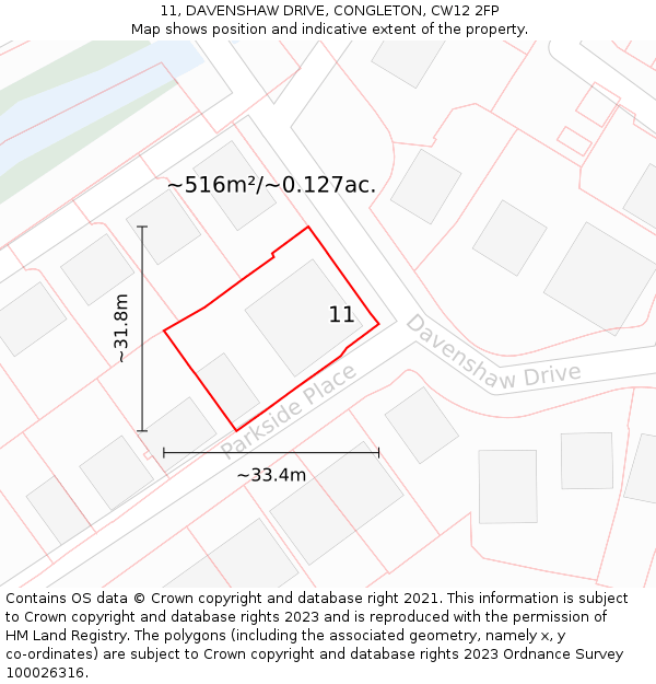 11, DAVENSHAW DRIVE, CONGLETON, CW12 2FP: Plot and title map