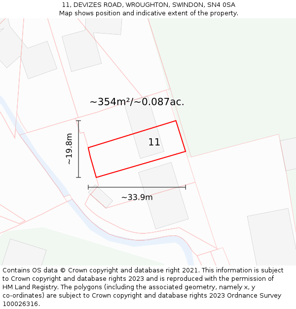 11, DEVIZES ROAD, WROUGHTON, SWINDON, SN4 0SA: Plot and title map