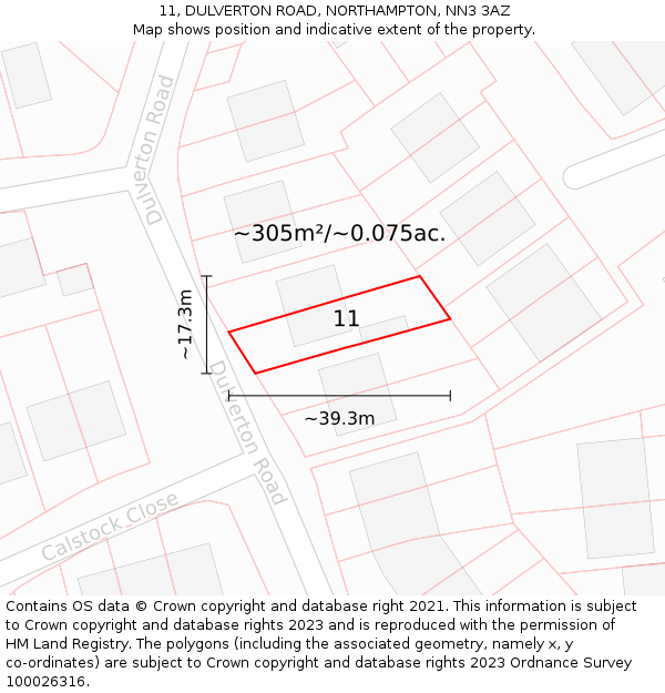 11, DULVERTON ROAD, NORTHAMPTON, NN3 3AZ: Plot and title map