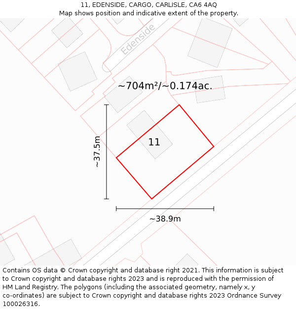 11, EDENSIDE, CARGO, CARLISLE, CA6 4AQ: Plot and title map