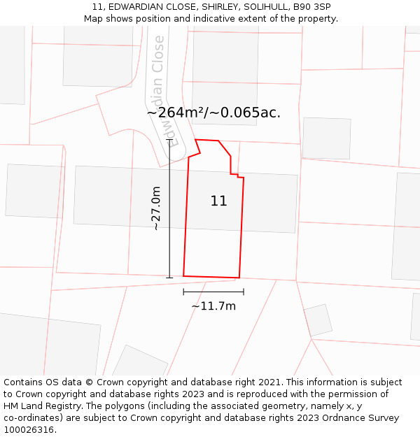 11, EDWARDIAN CLOSE, SHIRLEY, SOLIHULL, B90 3SP: Plot and title map