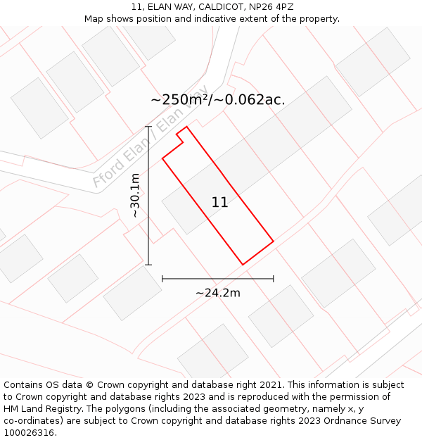 11, ELAN WAY, CALDICOT, NP26 4PZ: Plot and title map