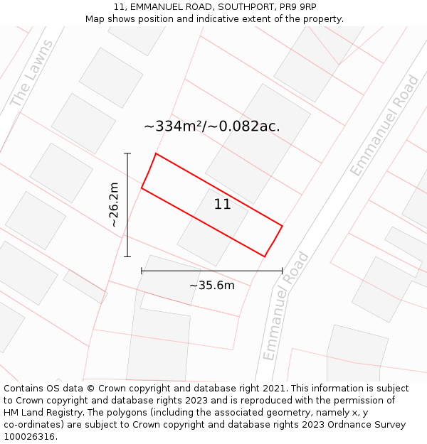 11, EMMANUEL ROAD, SOUTHPORT, PR9 9RP: Plot and title map