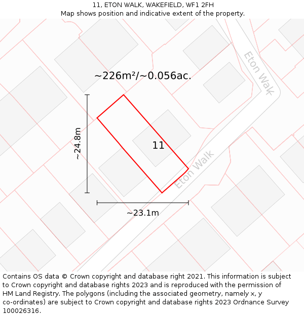 11, ETON WALK, WAKEFIELD, WF1 2FH: Plot and title map