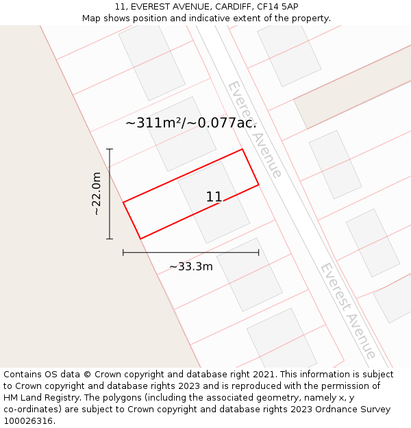 11, EVEREST AVENUE, CARDIFF, CF14 5AP: Plot and title map