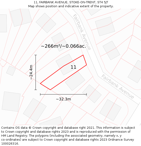 11, FAIRBANK AVENUE, STOKE-ON-TRENT, ST4 5JT: Plot and title map