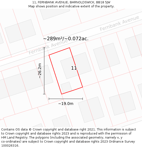 11, FERNBANK AVENUE, BARNOLDSWICK, BB18 5JW: Plot and title map