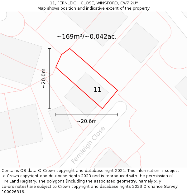 11, FERNLEIGH CLOSE, WINSFORD, CW7 2UY: Plot and title map