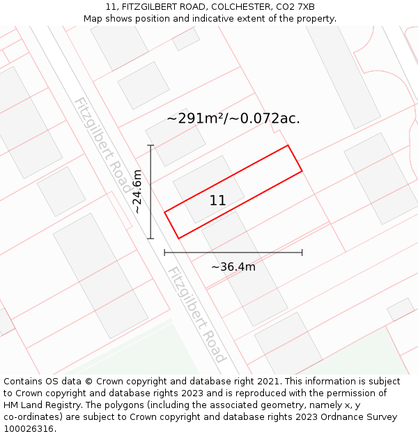 11, FITZGILBERT ROAD, COLCHESTER, CO2 7XB: Plot and title map