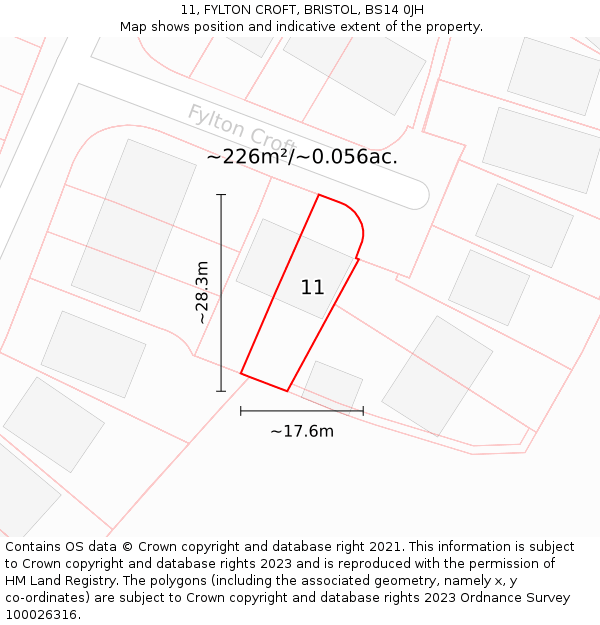 11, FYLTON CROFT, BRISTOL, BS14 0JH: Plot and title map