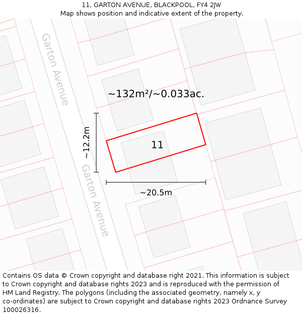 11, GARTON AVENUE, BLACKPOOL, FY4 2JW: Plot and title map