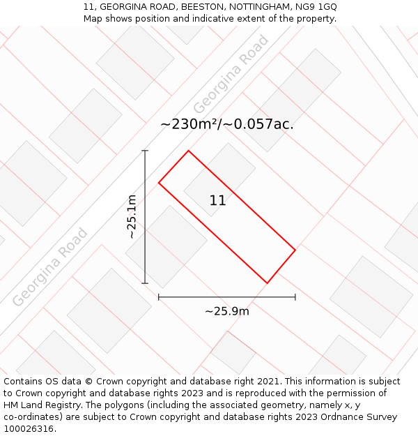 11, GEORGINA ROAD, BEESTON, NOTTINGHAM, NG9 1GQ: Plot and title map