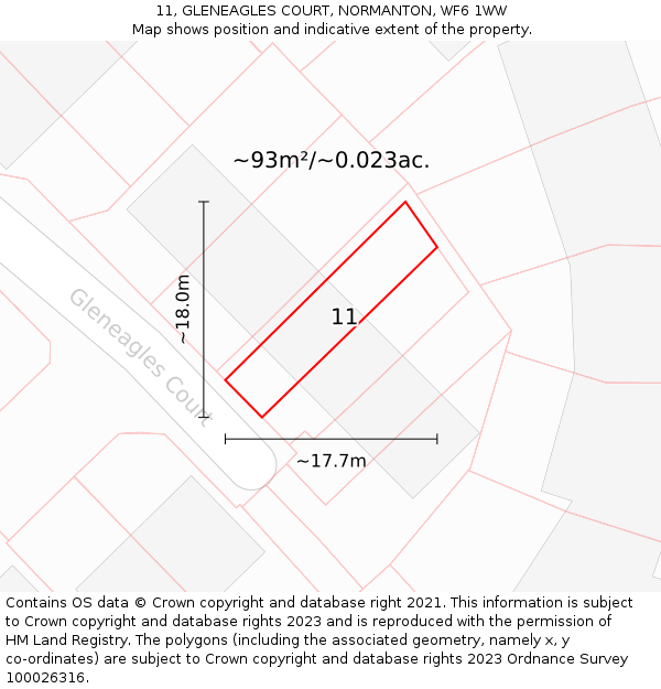 11, GLENEAGLES COURT, NORMANTON, WF6 1WW: Plot and title map