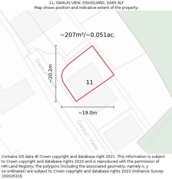 11, GWAUN VIEW, FISHGUARD, SA65 9LF: Plot and title map