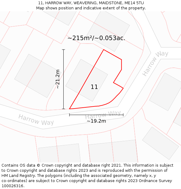 11, HARROW WAY, WEAVERING, MAIDSTONE, ME14 5TU: Plot and title map