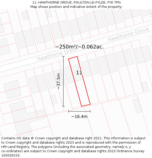 11, HAWTHORNE GROVE, POULTON-LE-FYLDE, FY6 7PN: Plot and title map