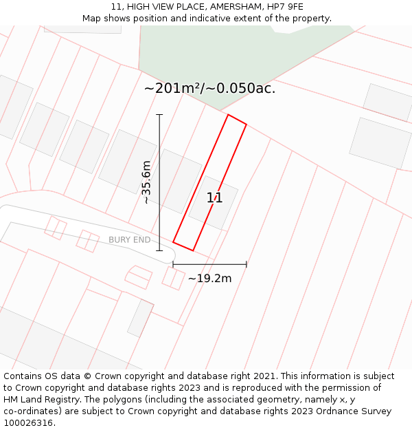 11, HIGH VIEW PLACE, AMERSHAM, HP7 9FE: Plot and title map