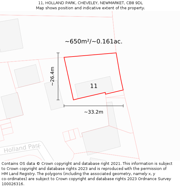 11, HOLLAND PARK, CHEVELEY, NEWMARKET, CB8 9DL: Plot and title map