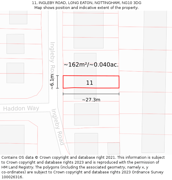 11, INGLEBY ROAD, LONG EATON, NOTTINGHAM, NG10 3DG: Plot and title map