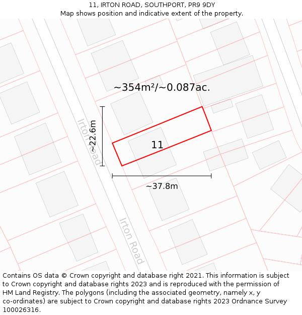 11, IRTON ROAD, SOUTHPORT, PR9 9DY: Plot and title map