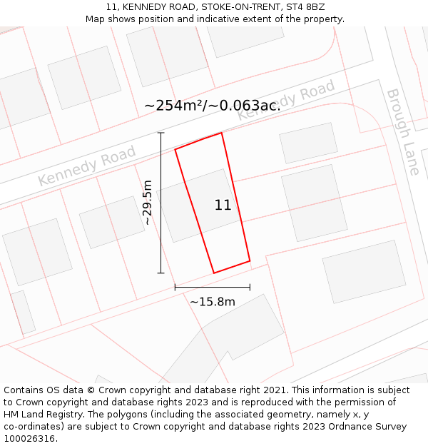 11, KENNEDY ROAD, STOKE-ON-TRENT, ST4 8BZ: Plot and title map