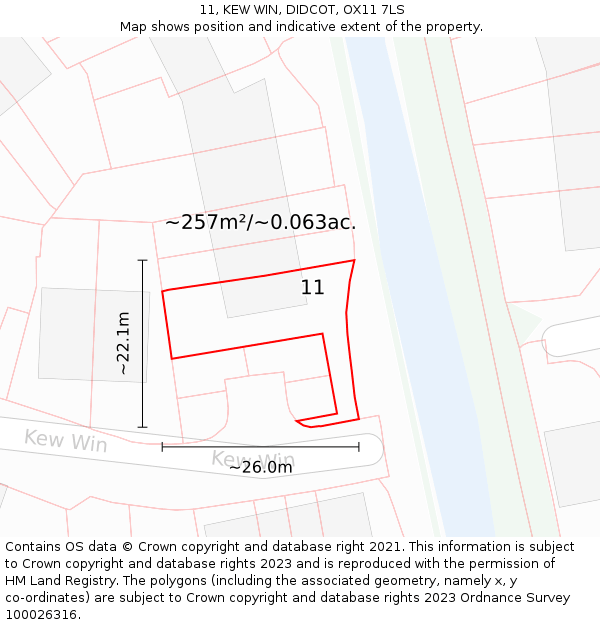 11, KEW WIN, DIDCOT, OX11 7LS: Plot and title map