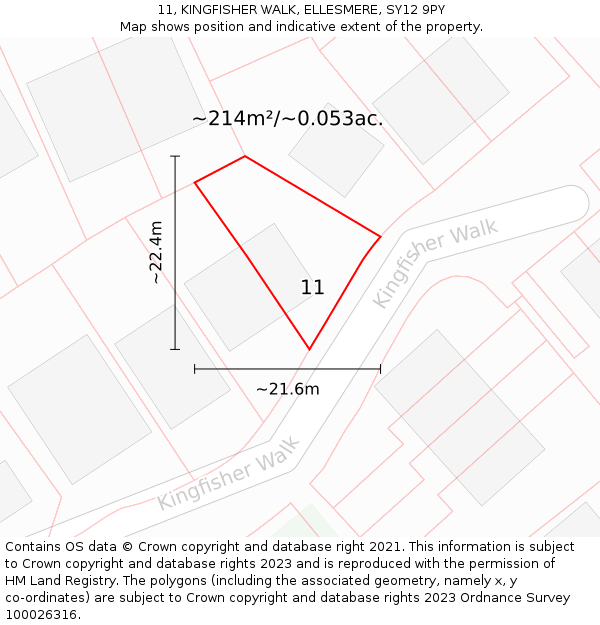 11, KINGFISHER WALK, ELLESMERE, SY12 9PY: Plot and title map