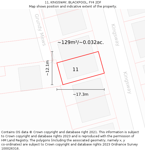 11, KINGSWAY, BLACKPOOL, FY4 2DF: Plot and title map