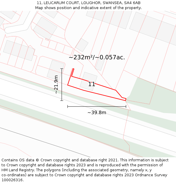 11, LEUCARUM COURT, LOUGHOR, SWANSEA, SA4 6AB: Plot and title map