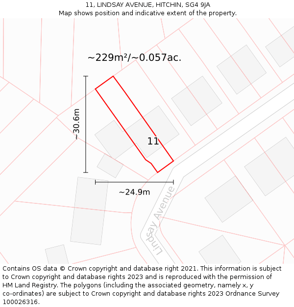 11, LINDSAY AVENUE, HITCHIN, SG4 9JA: Plot and title map