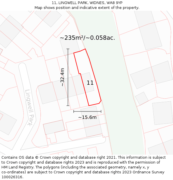 11, LINGWELL PARK, WIDNES, WA8 9YP: Plot and title map