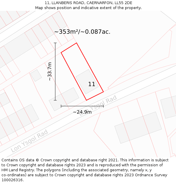 11, LLANBERIS ROAD, CAERNARFON, LL55 2DE: Plot and title map