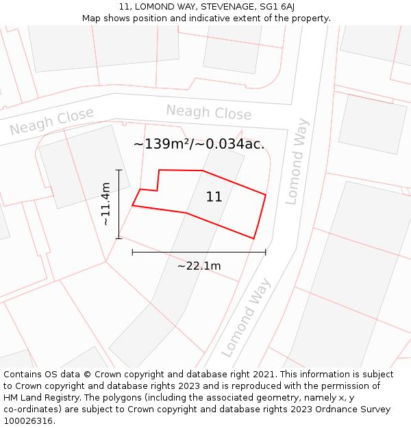 11, LOMOND WAY, STEVENAGE, SG1 6AJ: Plot and title map