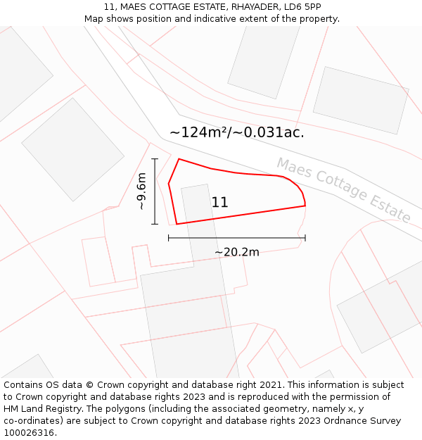 11, MAES COTTAGE ESTATE, RHAYADER, LD6 5PP: Plot and title map
