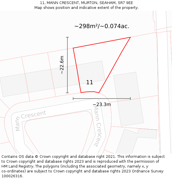 11, MANN CRESCENT, MURTON, SEAHAM, SR7 9EE: Plot and title map