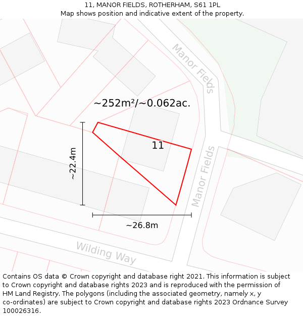 11, MANOR FIELDS, ROTHERHAM, S61 1PL: Plot and title map