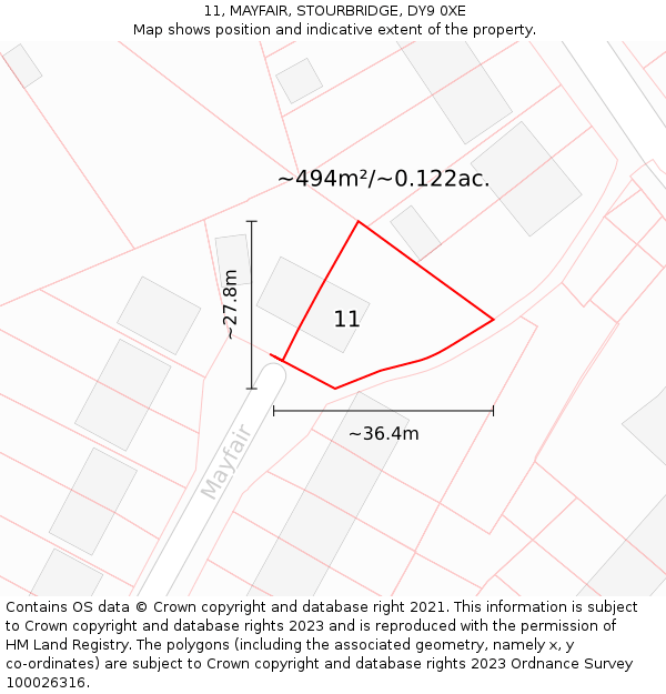 11, MAYFAIR, STOURBRIDGE, DY9 0XE: Plot and title map