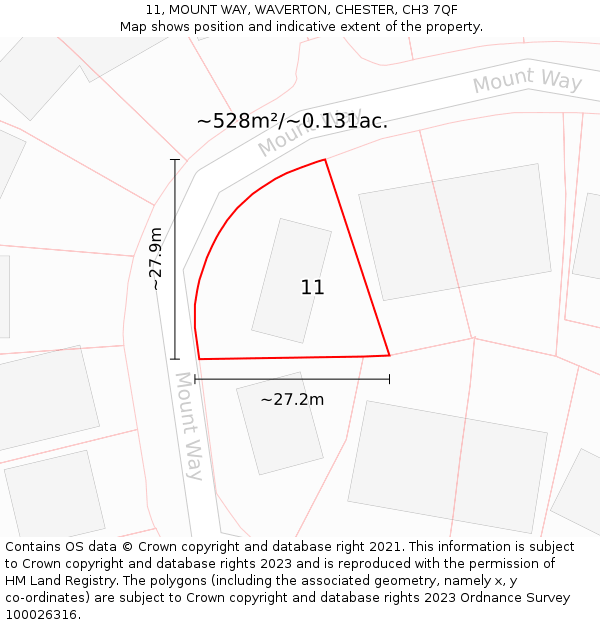 11, MOUNT WAY, WAVERTON, CHESTER, CH3 7QF: Plot and title map