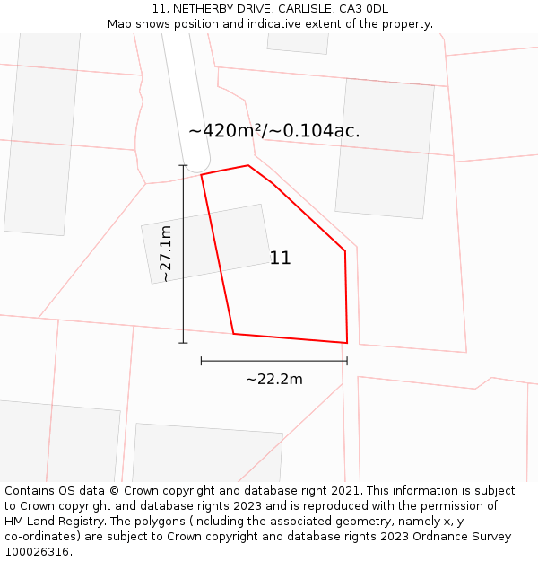 11, NETHERBY DRIVE, CARLISLE, CA3 0DL: Plot and title map