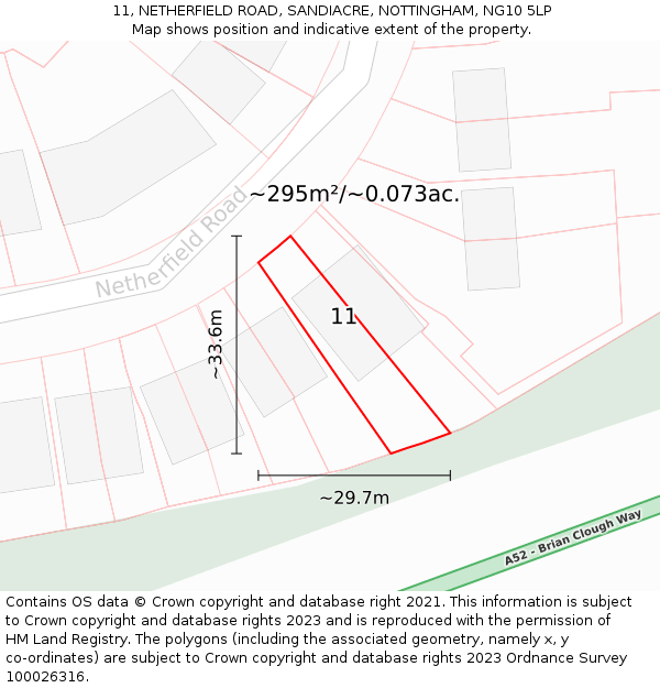 11, NETHERFIELD ROAD, SANDIACRE, NOTTINGHAM, NG10 5LP: Plot and title map