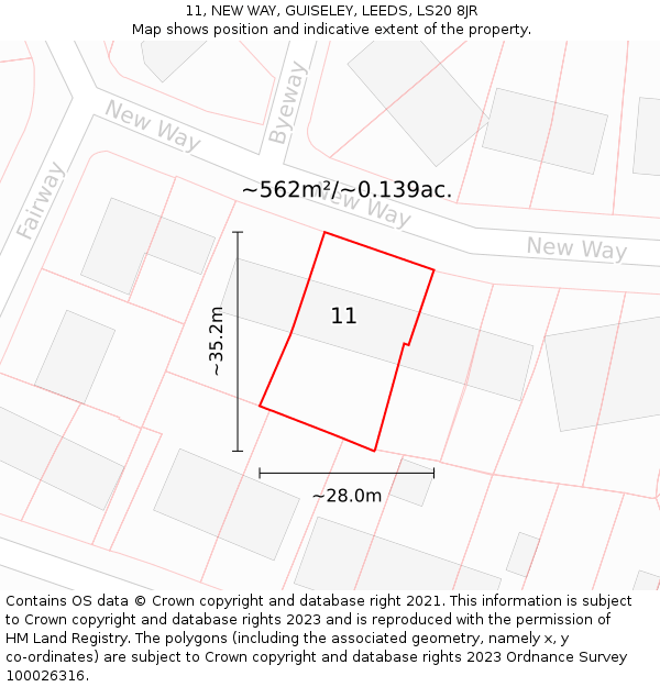 11, NEW WAY, GUISELEY, LEEDS, LS20 8JR: Plot and title map