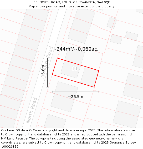 11, NORTH ROAD, LOUGHOR, SWANSEA, SA4 6QE: Plot and title map