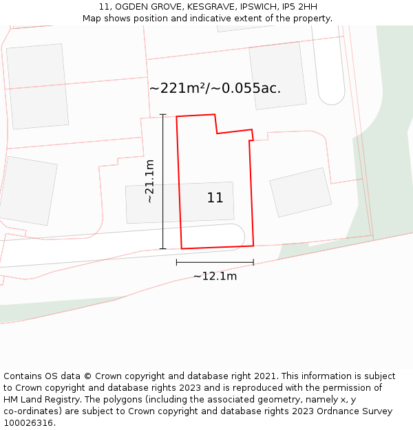 11, OGDEN GROVE, KESGRAVE, IPSWICH, IP5 2HH: Plot and title map