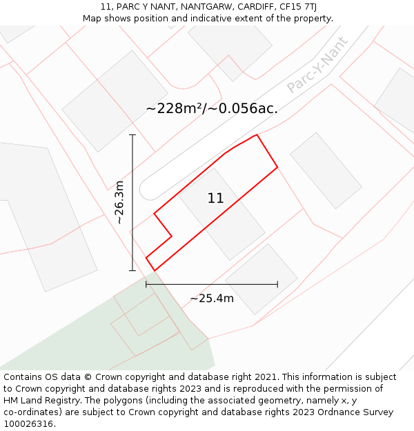 11, PARC Y NANT, NANTGARW, CARDIFF, CF15 7TJ: Plot and title map