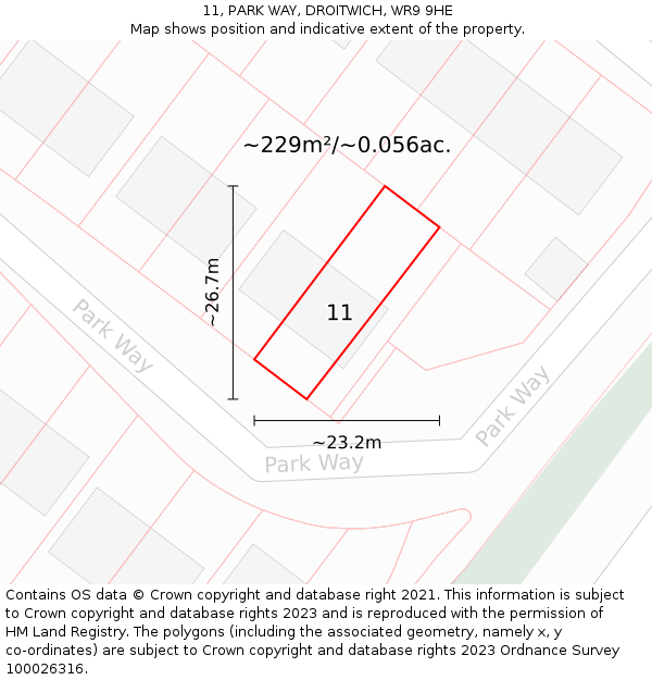 11, PARK WAY, DROITWICH, WR9 9HE: Plot and title map