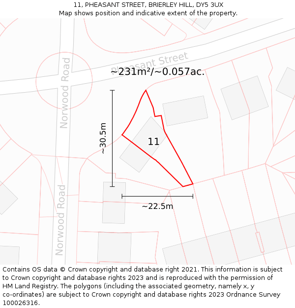 11, PHEASANT STREET, BRIERLEY HILL, DY5 3UX: Plot and title map