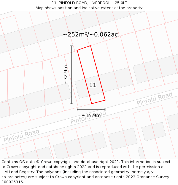 11, PINFOLD ROAD, LIVERPOOL, L25 0LT: Plot and title map